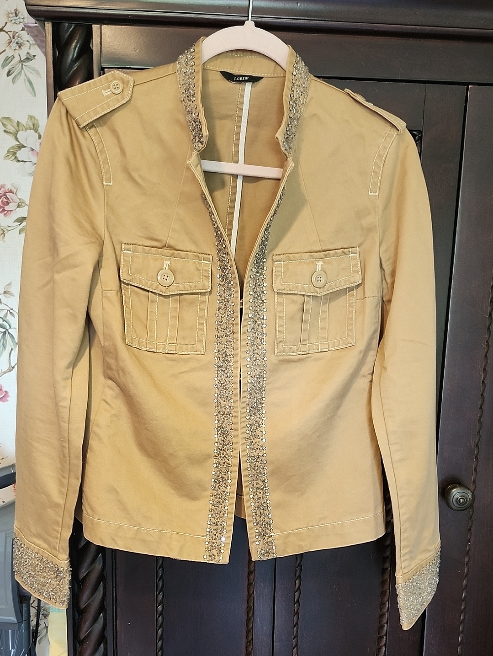 J. Crew Tan Embellished Utility Jacket